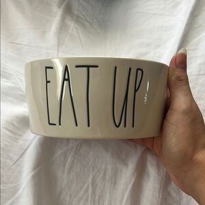 Rae Dunn White Ceramic “EAT UP” Pet/Dog/Cat Bowl